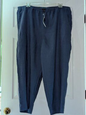 Eileen Fisher Linen Straight Ankle Pant 1X